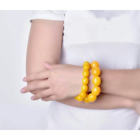 Zhanyuan Polish Old Beeswax Bracelet Men's Raw Mineral Chicken Oil Yellow Amber Bracelet Women's Barrel Beads with Women's Length 16mm+Width 15mm Zhanyuan Polish Old Beeswax Bracelet Men's Raw Mineral Chicken Oil Yellow Amber Bracelet Women's Barrel Beads with Women's Length 16mm+Width 15mm