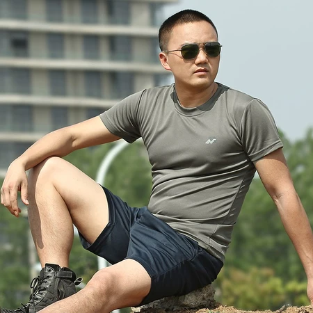 Summer fitness suit men's short-sleeved training suit summer shorts physical training suit training short-sleeved round neck quick-drying t-shirt men's suit top + pants 175/92-96 Summer fitness suit men's short-sleeved training suit summer shorts physical training suit training short-sleeved round neck quick-drying t-shirt men's suit top + pants 175/92-96