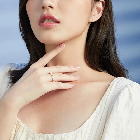 Saturday Blessing jewelry yellow 18K gold pearl ring women's style ins wind color gold K gold small gold pearl pearl ring simple style Saturday Blessing jewelry yellow 18K gold pearl ring women's style ins wind color gold K gold small gold pearl pearl ring simple style