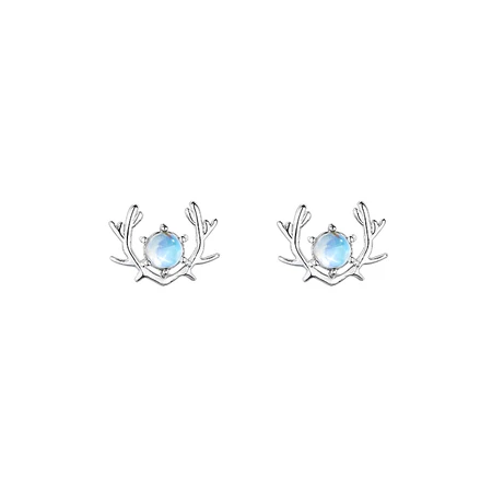 YYEU 925 silver moonstone elk earrings for women Japanese and Korean dreamy fresh earrings students all-match earrings 925 silver moonstone antler earrings YYEU 925 silver moonstone elk earrings for women Japanese and Korean dreamy fresh earrings students all-match earrings 925 silver moonstone antler earrings