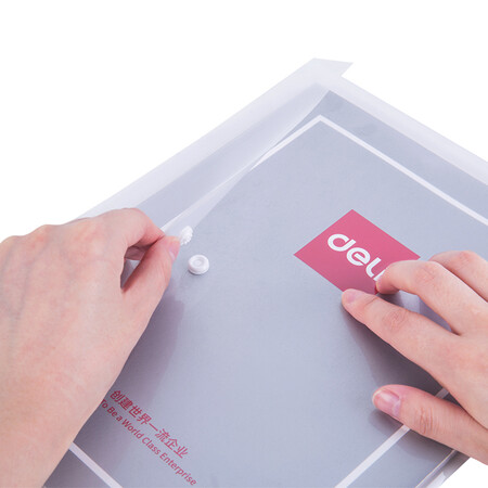 Effective deli 20 A4 transparent snap button document bag data storage bag plastic waterproof file bag 27008 Effective deli 20 A4 transparent snap button document bag data storage bag plastic waterproof file bag 27008
