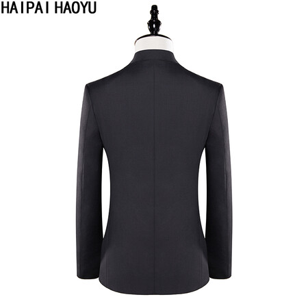HAIPAIHAOYU Chinese tunic suit men's slim solid color Tang suit youth stand-up collar suit Chinese groom dress 1665 black 180 top 33 pants HAIPAIHAOYU Chinese tunic suit men's slim solid color Tang suit youth stand-up collar suit Chinese groom dress 1665 black 180 top 33 pants