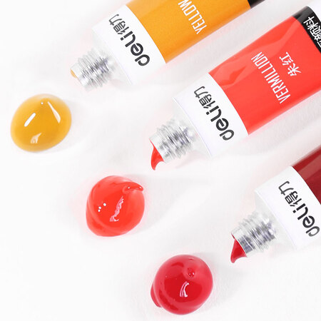 Powerful deli gouache paint 12 colors 12ml large-capacity painting art special gouache painting student children's painting set portable tool color stationery painting material 73853 Powerful deli gouache paint 12 colors 12ml large-capacity painting art special gouache painting student children's painting set portable tool color stationery painting material 73853