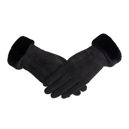 Manchester gloves ladies autumn and winter warm thick Korean suede touch screen gloves cycling students cute new black one size fits all Manchester gloves ladies autumn and winter warm thick Korean suede touch screen gloves cycling students cute new black one size fits all
