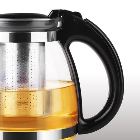 Lilac, glass teapot, heat-resistant glass, large-capacity tea bar machine, general-purpose pot, 304 stainless steel strainer tea maker, easy-to-clean tea set 1.5L Lilac, glass teapot, heat-resistant glass, large-capacity tea bar machine, general-purpose pot, 304 stainless steel strainer tea maker, easy-to-clean tea set 1.5L