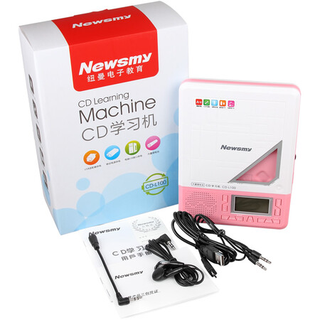Newman CD learning repeater CD-L100 lithium battery charging version student English teaching CD recorder portable audio speaker mp3 walkman player supports U disk TF card pink Newman CD learning repeater CD-L100 lithium battery charging version student English teaching CD recorder portable audio speaker mp3 walkman player supports U disk TF card pink