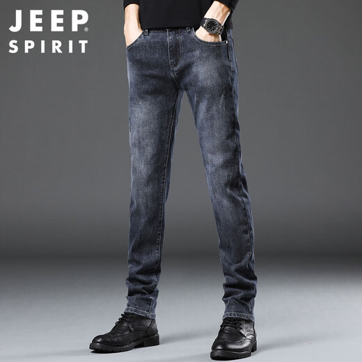 JEEP SPIRIT Jeep jeans men's autumn and winter Korean style trendy pants men's straight slim men's pants blue gray 33 JEEP SPIRIT Jeep jeans men's autumn and winter Korean style trendy pants men's straight slim men's pants blue gray 33