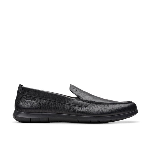 Clarks 其乐Flexway Step男鞋 一脚蹬轻便防滑通勤休闲皮鞋 黑色皮革 42 EU 宽版 Clarks 其乐Flexway Step男鞋 一脚蹬轻便防滑通勤休闲皮鞋 黑色皮革 42 EU 宽版
