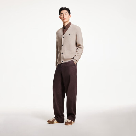 杰克·琼斯(JACK&JONES)男装冬季时尚潮百搭舒适日常开衫毛衣V领直筒针织衫男224424009 C02卡其色 S 170 杰克·琼斯(JACK&JONES)男装冬季时尚潮百搭舒适日常开衫毛衣V领直筒针织衫男224424009 C02卡其色 S 170