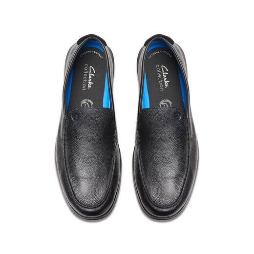 Clarks 其乐Flexway Step男鞋 一脚蹬轻便防滑通勤休闲皮鞋 黑色皮革 42 EU 宽版 Clarks 其乐Flexway Step男鞋 一脚蹬轻便防滑通勤休闲皮鞋 黑色皮革 42 EU 宽版