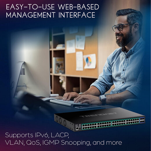 TRENDnet 52 port Gigabit PoE+ Smart Switch with 10G SFP+ ports TPE-3524SF 48-port Gigabit TRENDnet 52 port Gigabit PoE+ Smart Switch with 10G SFP+ ports TPE-3524SF 48-port Gigabit