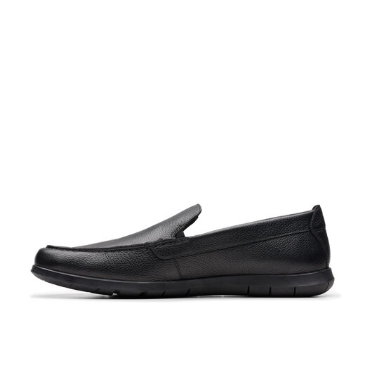 Clarks 其乐Flexway Step男鞋 一脚蹬轻便防滑通勤休闲皮鞋 黑色皮革 42 EU 宽版 Clarks 其乐Flexway Step男鞋 一脚蹬轻便防滑通勤休闲皮鞋 黑色皮革 42 EU 宽版