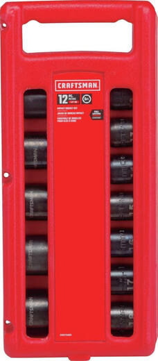 CRAFTSMAN 冲击插座套装 公制 1.27 厘米 12 件 (CMMT15885) CRAFTSMAN 冲击插座套装 公制 1.27 厘米 12 件 (CMMT15885)