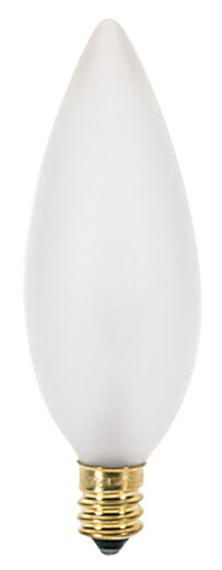 SATCO S3291 120 V Torpedo Candlestick Basis 15W B9.5 Glühbirne, gefrostet SATCO S3291 120 V Torpedo Candlestick Basis 15W B9.5 Glühbirne, gefrostet