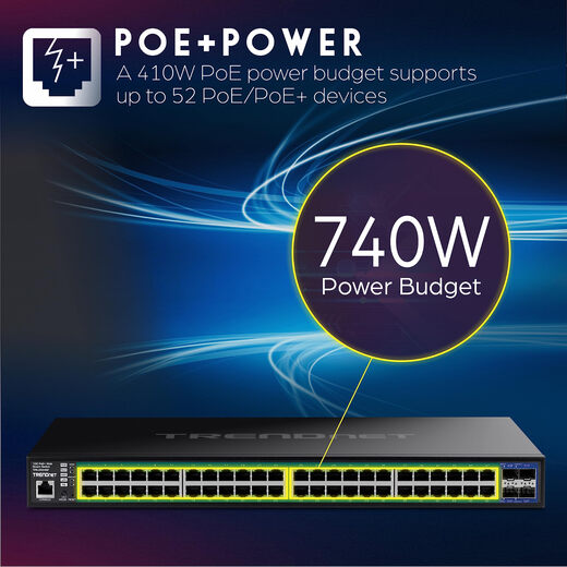 TRENDnet 52 port Gigabit PoE+ Smart Switch with 10G SFP+ ports TPE-3524SF 48-port Gigabit TRENDnet 52 port Gigabit PoE+ Smart Switch with 10G SFP+ ports TPE-3524SF 48-port Gigabit