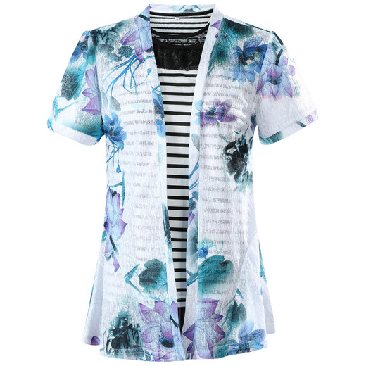 Fumama 2018 Summer New Fashion Lace Neck Real Two-Piece T-Shirt TT1272T010103 Blue 2X Fumama 2018 Summer New Fashion Lace Neck Real Two-Piece T-Shirt TT1272T010103 Blue 2X