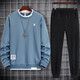 Playboy long-sleeved T-shirt men's sweater and trousers two-piece suit spring, autumn and winter new suit sportswear all-match round neck pullover top nine-point beam feet pants sports men's clothing black suit 4XL Playboy long-sleeved T-shirt men's sweater and trousers two-piece suit spring, autumn and winter new suit sportswear all-match round neck pullover top nine-point beam feet pants sports men's clothing black suit 4XL
