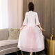Xinying Retro Republic of China style women's clothing improved Hanfu women's ancient costume Chinese style student Tang suit suit women's cheongsam embroidery pink off-white blouse + pink skirt S Xinying Retro Republic of China style women's clothing improved Hanfu women's ancient costume Chinese style student Tang suit suit women's cheongsam embroidery pink off-white blouse + pink skirt S