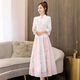 Xinying Retro Republic of China style women's clothing improved Hanfu women's ancient costume Chinese style student Tang suit suit women's cheongsam embroidery pink off-white blouse + pink skirt S Xinying Retro Republic of China style women's clothing improved Hanfu women's ancient costume Chinese style student Tang suit suit women's cheongsam embroidery pink off-white blouse + pink skirt S