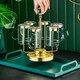 Yiyaju Light Luxury Glass Water Cup Set with Handle Teacup Cup Set European-style Household Cup Family Living Room 6 Lake Green Handle Cups + Diamond Cup Holder + Iron Tray + 1.5L Yaming Pot Yiyaju Light Luxury Glass Water Cup Set with Handle Teacup Cup Set European-style Household Cup Family Living Room 6 Lake Green Handle Cups + Diamond Cup Holder + Iron Tray + 1.5L Yaming Pot