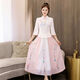 Xinying Retro Republic of China style women's clothing improved Hanfu women's ancient costume Chinese style student Tang suit suit women's cheongsam embroidery pink off-white blouse + pink skirt S Xinying Retro Republic of China style women's clothing improved Hanfu women's ancient costume Chinese style student Tang suit suit women's cheongsam embroidery pink off-white blouse + pink skirt S