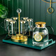 Yiyaju Light Luxury Glass Water Cup Set with Handle Teacup Cup Set European-style Household Cup Family Living Room 6 Lake Green Handle Cups + Diamond Cup Holder + Iron Tray + 1.5L Yaming Pot Yiyaju Light Luxury Glass Water Cup Set with Handle Teacup Cup Set European-style Household Cup Family Living Room 6 Lake Green Handle Cups + Diamond Cup Holder + Iron Tray + 1.5L Yaming Pot