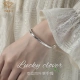 Chinese jewelry four-leaf clover silver bracelet pure silver 999 silver bracelet silver jewelry gift girlfriend gift wife fashion jewelry student girlfriend bracelet jewelry about 20g new rose gift box Chinese jewelry four-leaf clover silver bracelet pure silver 999 silver bracelet silver jewelry gift girlfriend gift wife fashion jewelry student girlfriend bracelet jewelry about 20g new rose gift box