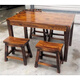 Yue Qiaoxin Carbonized anticorrosive table and chair outdoor furniture small apartment solid wood fast food table restaurant antique table and chair set combination single square stool Yue Qiaoxin Carbonized anticorrosive table and chair outdoor furniture small apartment solid wood fast food table restaurant antique table and chair set combination single square stool