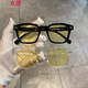 Changyin net red same paragraph square small frame sunglasses Harajuku retro ocean film color glasses fashion personality photo decoration glasses lcy black frame blue film Changyin net red same paragraph square small frame sunglasses Harajuku retro ocean film color glasses fashion personality photo decoration glasses lcy black frame blue film