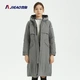 Jieao down jacket women's long windbreaker style cotton winter coat coat hooded ladies down jacket 7981308 6246# gray 170/L Jieao down jacket women's long windbreaker style cotton winter coat coat hooded ladies down jacket 7981308 6246# gray 170/L