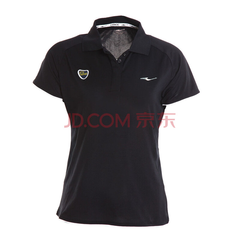 <em>鸿星尔克 女</em>装 女翻领短袖<em>T恤</em> 14021011 黑色