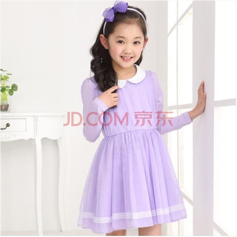 <em>女童</em>春夏装<em>裙子</em>纯色休闲<em>长袖</em>连衣裙中大童儿童