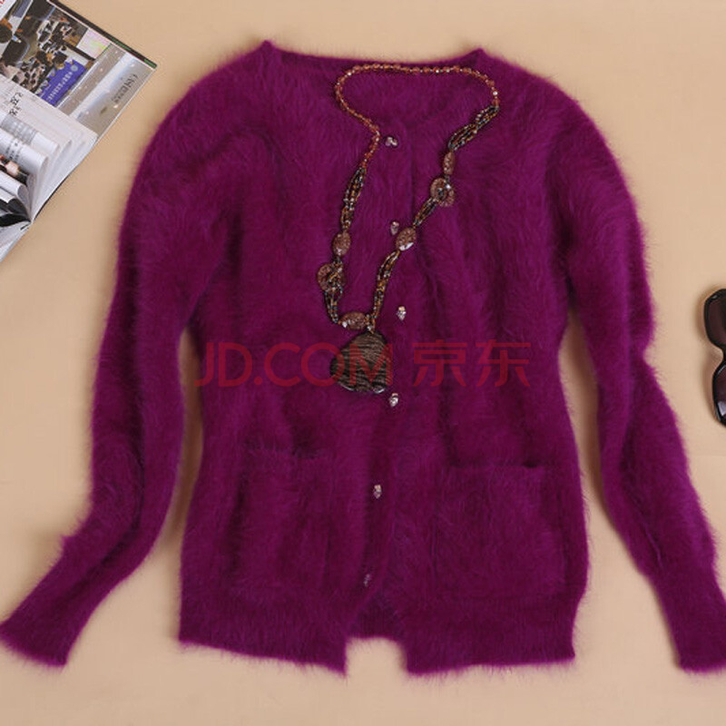 新款超气质长毛<em>水貂绒开衫</em>毛衣开襟貂绒外套貂