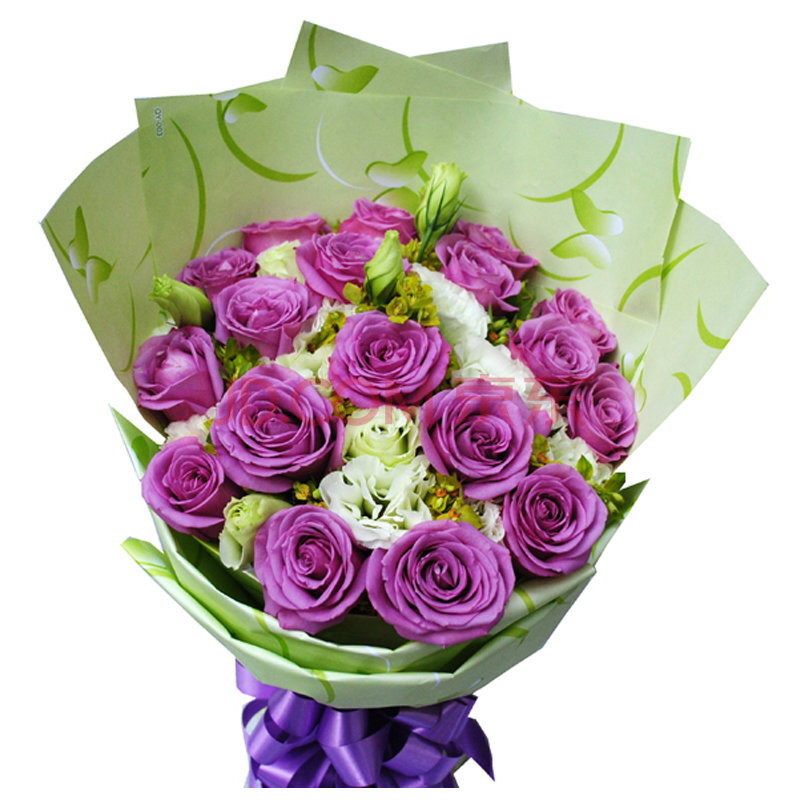 【中礼】鲜花速递 七夕节鲜花 19枝紫玫瑰 送女友生日礼物鲜花 平日价