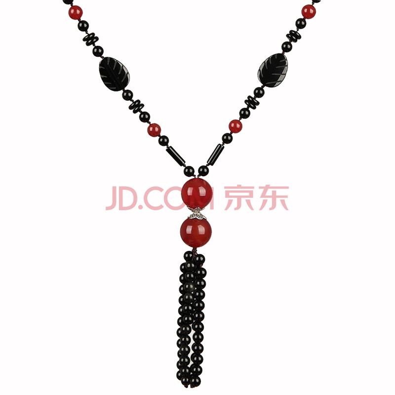 红锦添 天然玛瑙树叶<em>毛衣链</em> 水晶长款项链 韩国