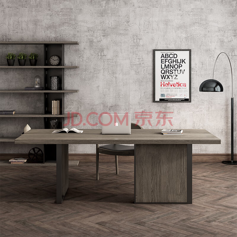 铁意拾木 复古工业风办公桌loft实木老板桌工作台创意