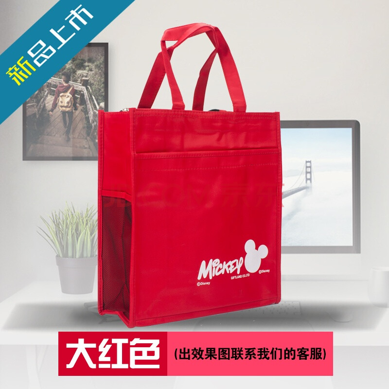 高中生补课包手提袋简易红色轻便儿童帆布袋布袋子方便手拎夹层清初中