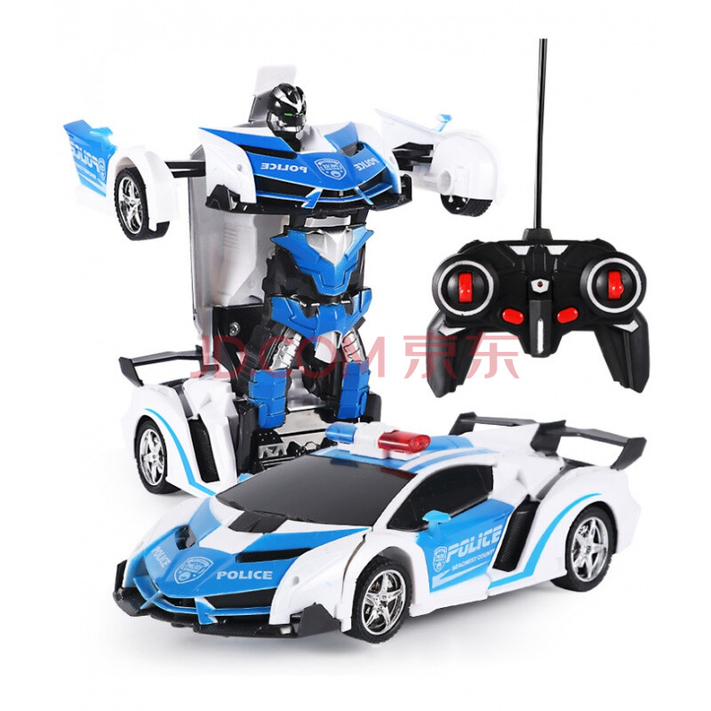 儿童电动玩具车无线遥控充电汽车警车变形金刚战车机器人男孩礼物