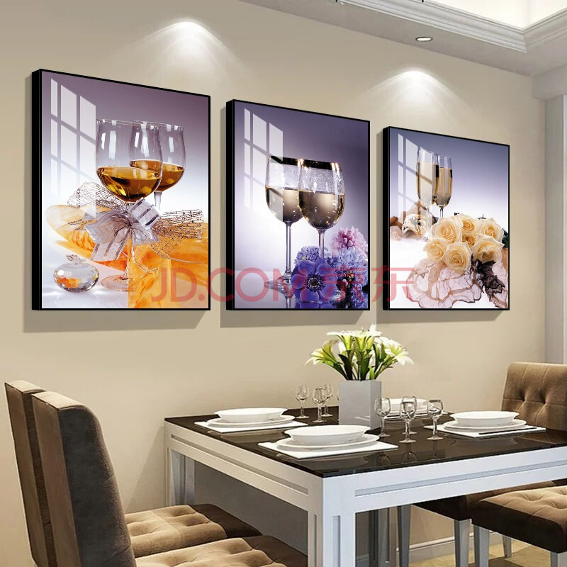 领洁餐厅装饰画现代简约歺厅墙面装饰冰晶玻璃面饭厅壁画餐桌背景葡萄