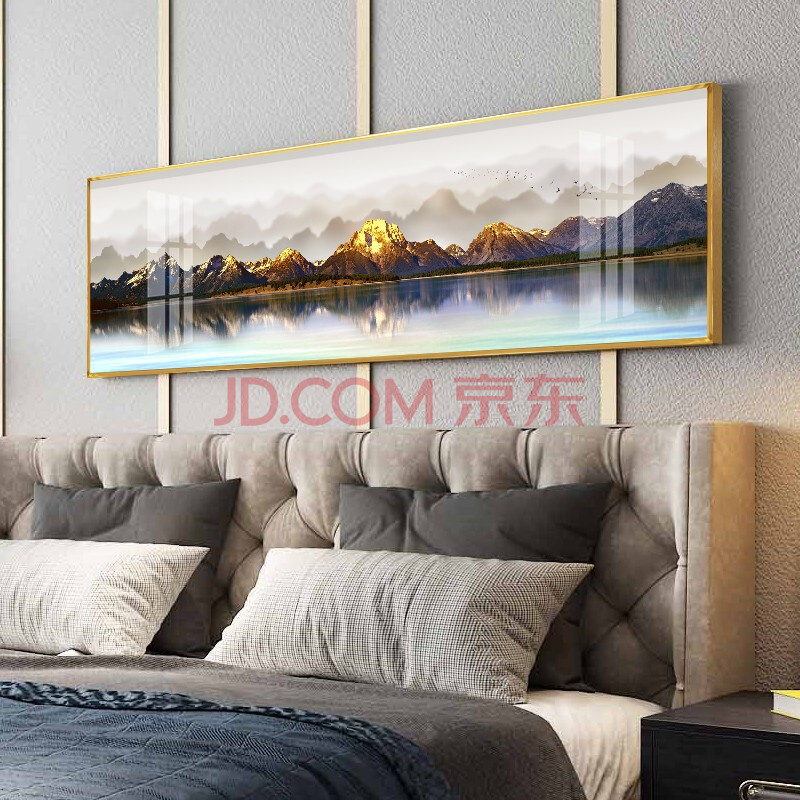轻奢铝合金外框现代简约抽象床头画客厅沙发背景墙壁画温馨浪漫风景