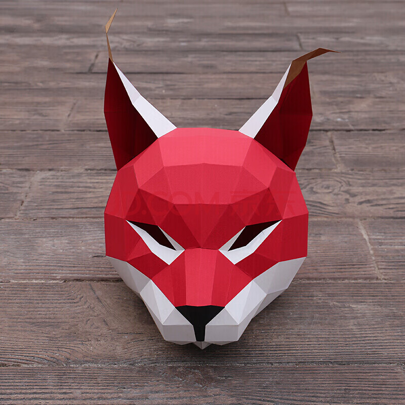 纸模面具熊猫纸模头套折纸面具diy手工创意网红学生儿童活动道具 8-红