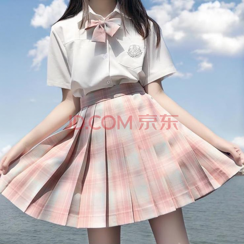 现货【jk两件套】2020夏季新款jk制服樱花布丁日系百褶裙套装女 樱花