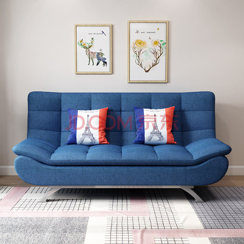 沙发椅现代简约客厅小户型单人双人三人布艺简易休闲沙发家具 蓝色