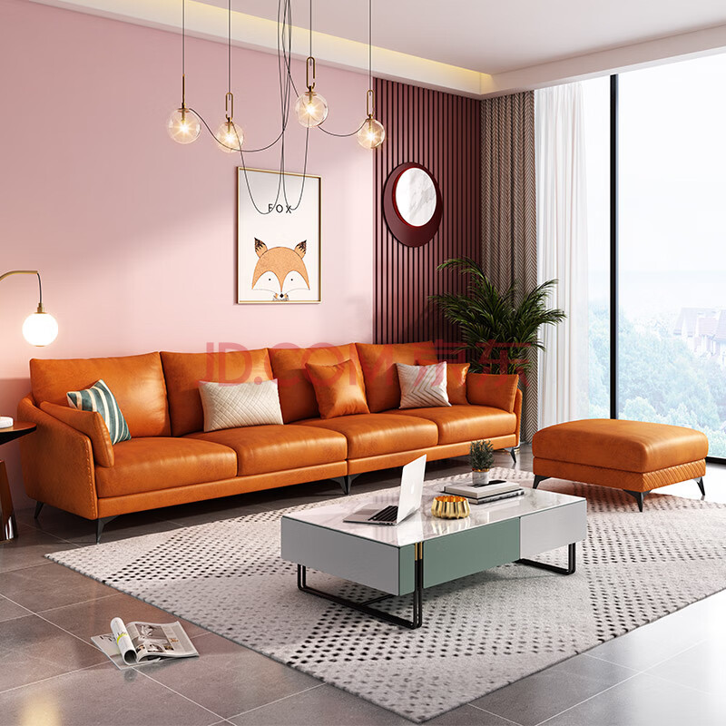 蒂凯特 北欧轻奢乳胶羽绒科技布艺沙发意式极简客厅组合小户型现代