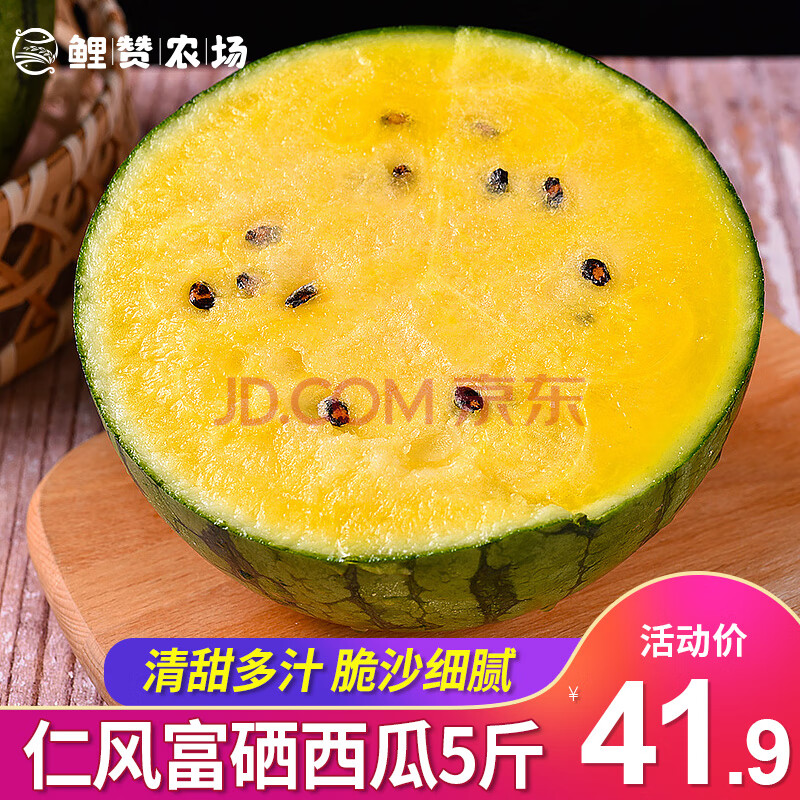 薄皮黄心黄瓤西瓜 新鲜水果生鲜 脆甜多汁 仁风西瓜5斤装(约2-3枚)