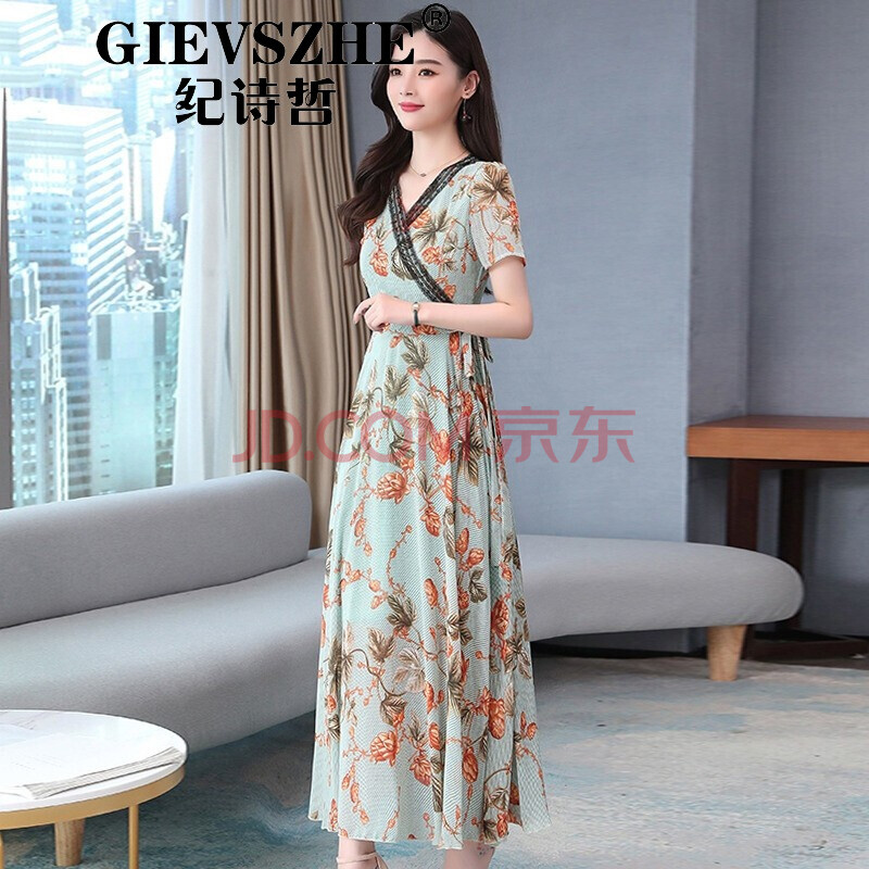 纪诗哲轻奢品牌连衣裙女长款过脚踝气质女神范衣服2020新款夏天显瘦