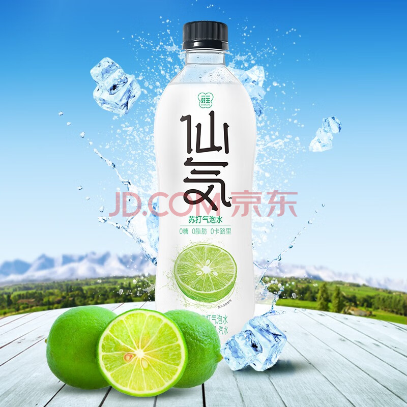 一对一生苏打水气泡水无糖饮料青柠口味460ml*12瓶