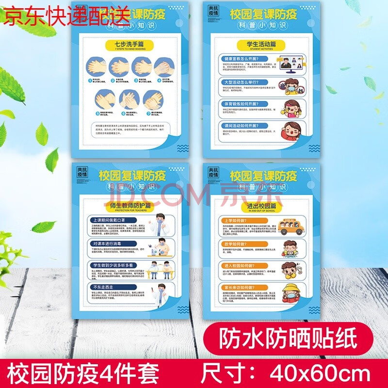 校园培训机构幼儿园疫情防控宣传海报贴纸新冠小学生学校防疫宣传海报