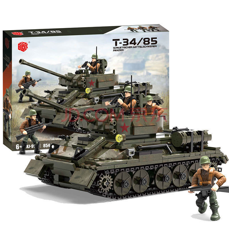 搭啵兔乐高军事坦克拼装积木启蒙儿童玩具拼搭模型男孩6岁礼物苏联t34