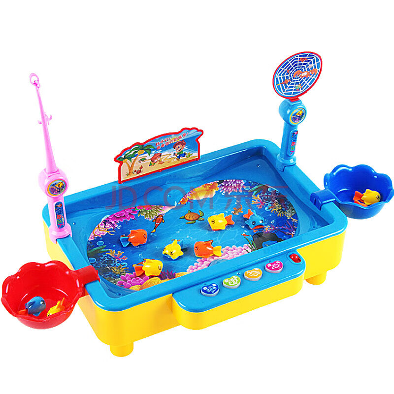 爸爸妈妈 钓鱼玩具 电动旋转钓鱼池 儿童早教益智玩具 带磁性可装水